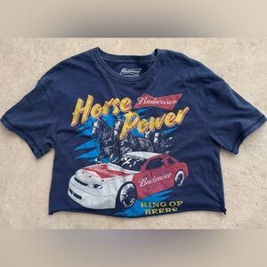 Budweiser Navy Horse Power Cropped Tee